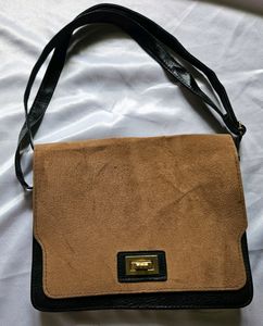 Black And Brown Leather Sling Cum Handbag