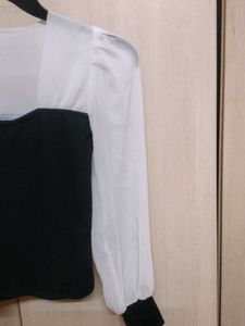 Chic Black &amp; White Puff Sleeve Top