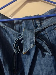 Denim Paper Bag Waist Shorts