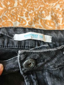 I.Distressed Black Denim Shorts