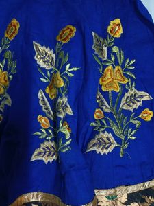 Beautiful Navy blue Knee Length Designated Frock