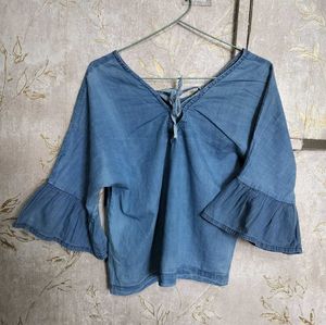 Cute Blue Adjustable Neck Top