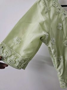 Elegant Pastel Green Embroidered Lehenga Set