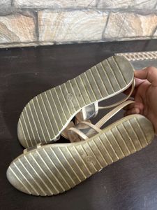 Cream Flat Sandals with Bow &amp; Transparent Strap