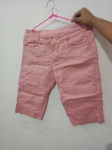 Aesthetic Pink Denim Capri