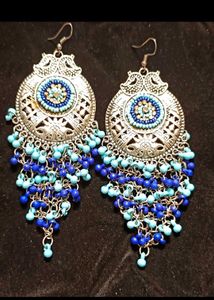 Stunning Blue Beaded Earrings