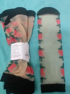 Rose Embroidered Socks