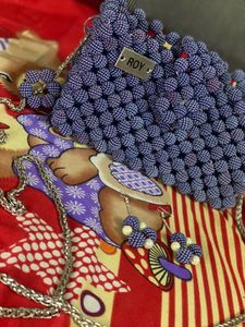 Purple Beads Hand Bag