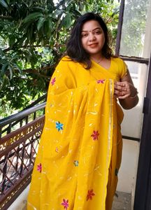 Elegant Yellow Floral Saree