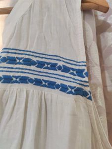 White Embroidered Sleeveless Top