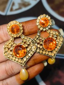 Vintage Orange Stone Drop Earrings
