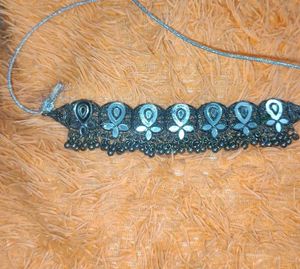 Korean mirror oxidised Silver-toned Necklace
