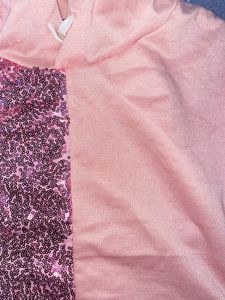 White And Pink With Glitter Work Crop Hoodie