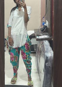 Floral Harem Pants & White Top Set