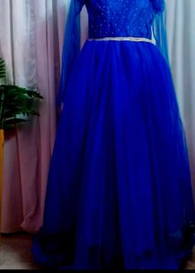 Royal Blue Tulle Dress With Heavy Flares