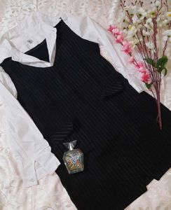 Chic Korean Pinstripe Dress