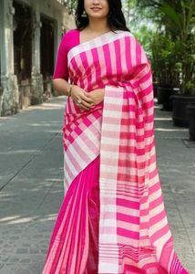 Cotton Blend Striped Saree