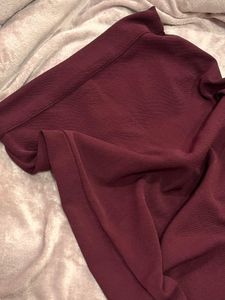 Burgundy Tie Strap Corset Top with slit skirt