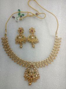 Matt Gold Finish Necklace Set.