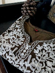 Embroidered Brown Kurta