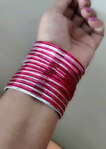 pink & Silver Bangles