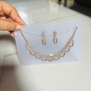Rhinestone Necklace & Earring Set