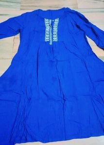 Blue Embroidered Kurti For Women