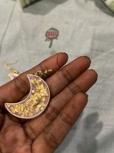 Resin Crescent Moon Earrings