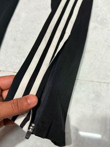 Adidas Black Track Pants with zip opening