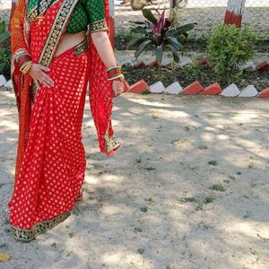 Red &amp; Green Saree