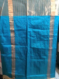 Festive Silk Sari Cyan Colour
