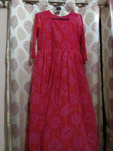 Pink Printed Anarkali  💕