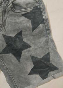 Upcycled Grey Jeans Into Shorts With Stars