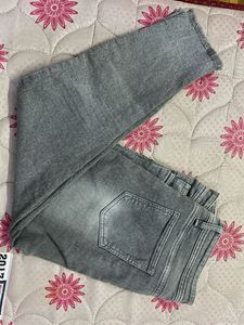 Raw Hemmed Grey Skinny Jeans