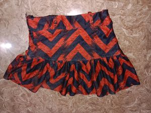 Red & Black Chevron Mini Skirt