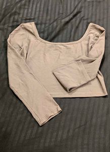 Fitted Grey Full Sleeves Top