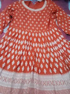 Red &amp; White Printed Kurta