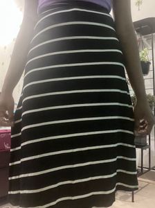 Black & White Striped A-Line Skirt