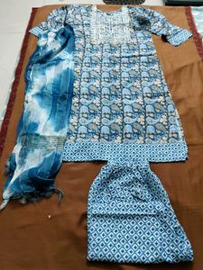 Blue Printed Kurta Set