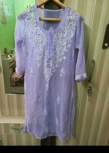 lakhnowi Lavender Embroidered Kurta