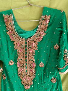 Heavy Party Wear Green Suit.
