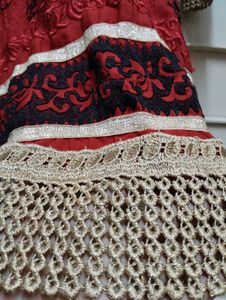 Pakistani Red Cotton Embroidered Kurta