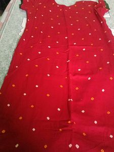 Red Bandhani Print Kurti