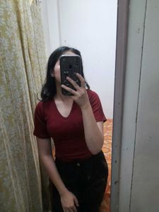 Maroon V-Neck Tee