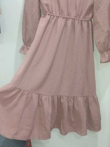 Dusty Rose Ruffle Hem Midi Dress