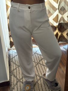 White Straight Leg Trousers