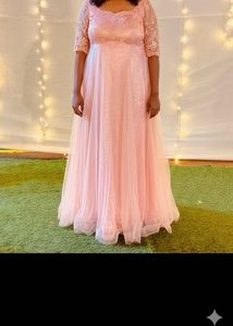 Elegant Pink Lace Maxi Dress