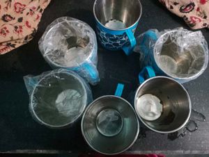 Set of 6 Printed Steel Cups