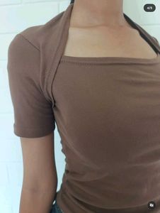 Brown Square Neck Top