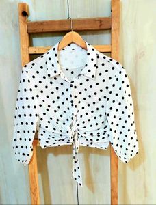 Polica Dot Print Crop Shirt Size-28-30